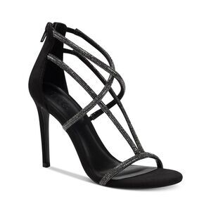 INC Womens Black Strappy Krista Round Toe Stiletto Zip-Up Heeled Sandal 5 M